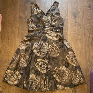 Black/gold floral sleeveless dress